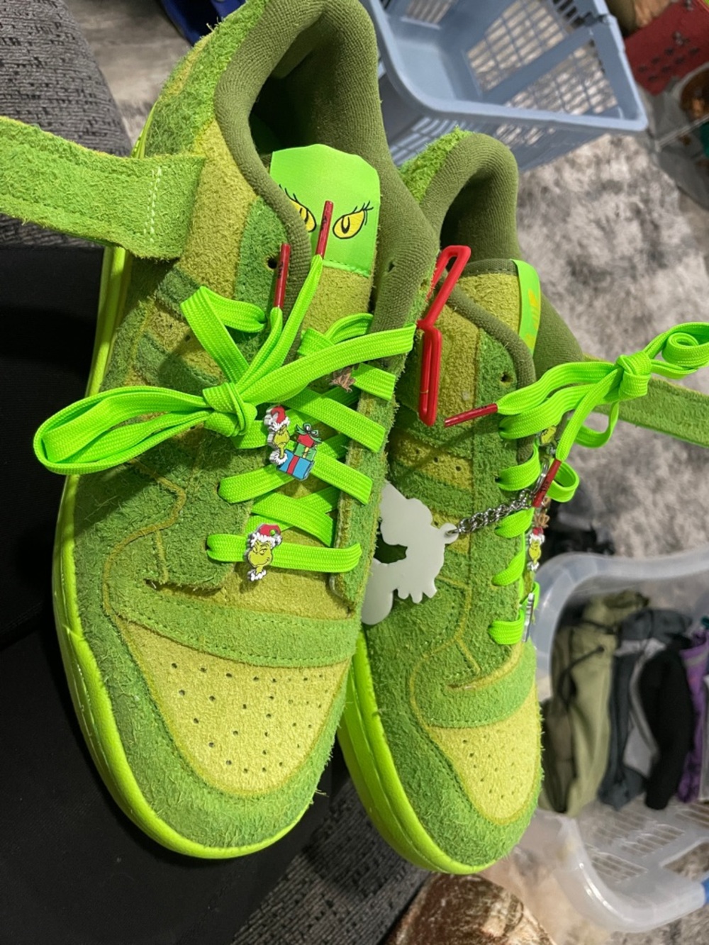 New Adidas Men Neon Green Grinch Character Sneakers